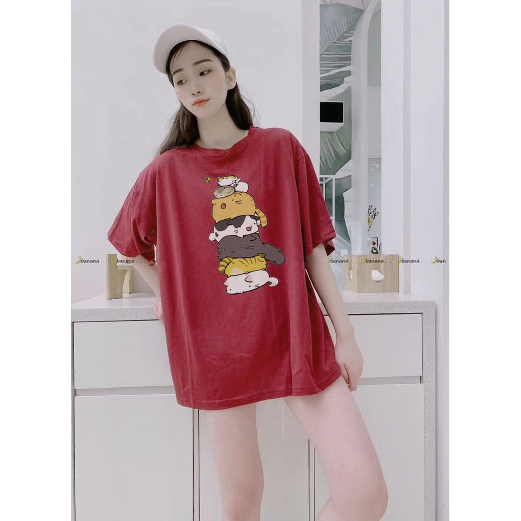 Áo thun unisex 360 basic tee Đỏ Đô Team Gấu Socute nam nữ tay lỡ oversize form rộng cotton 100%