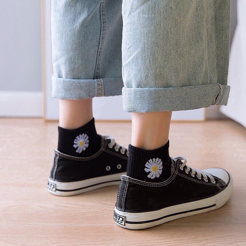Túi 10 đôi tất nữ cổ ngắn cotton hoa cúc