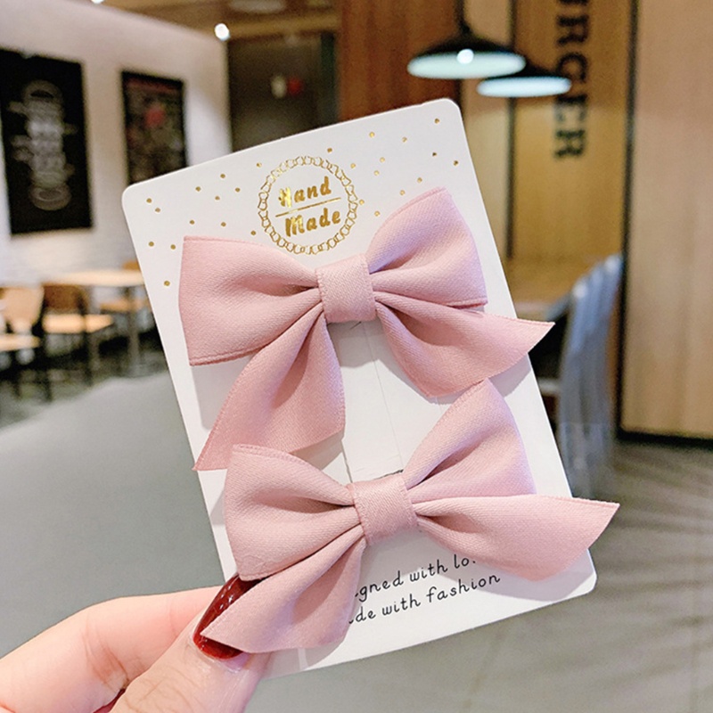 Kẹp Tóc Hình Nơ Màu Sắc Trơn Chống Trượt Xinh Xắn