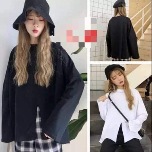 Áo xẻ gấu dài tay trơn BYV688