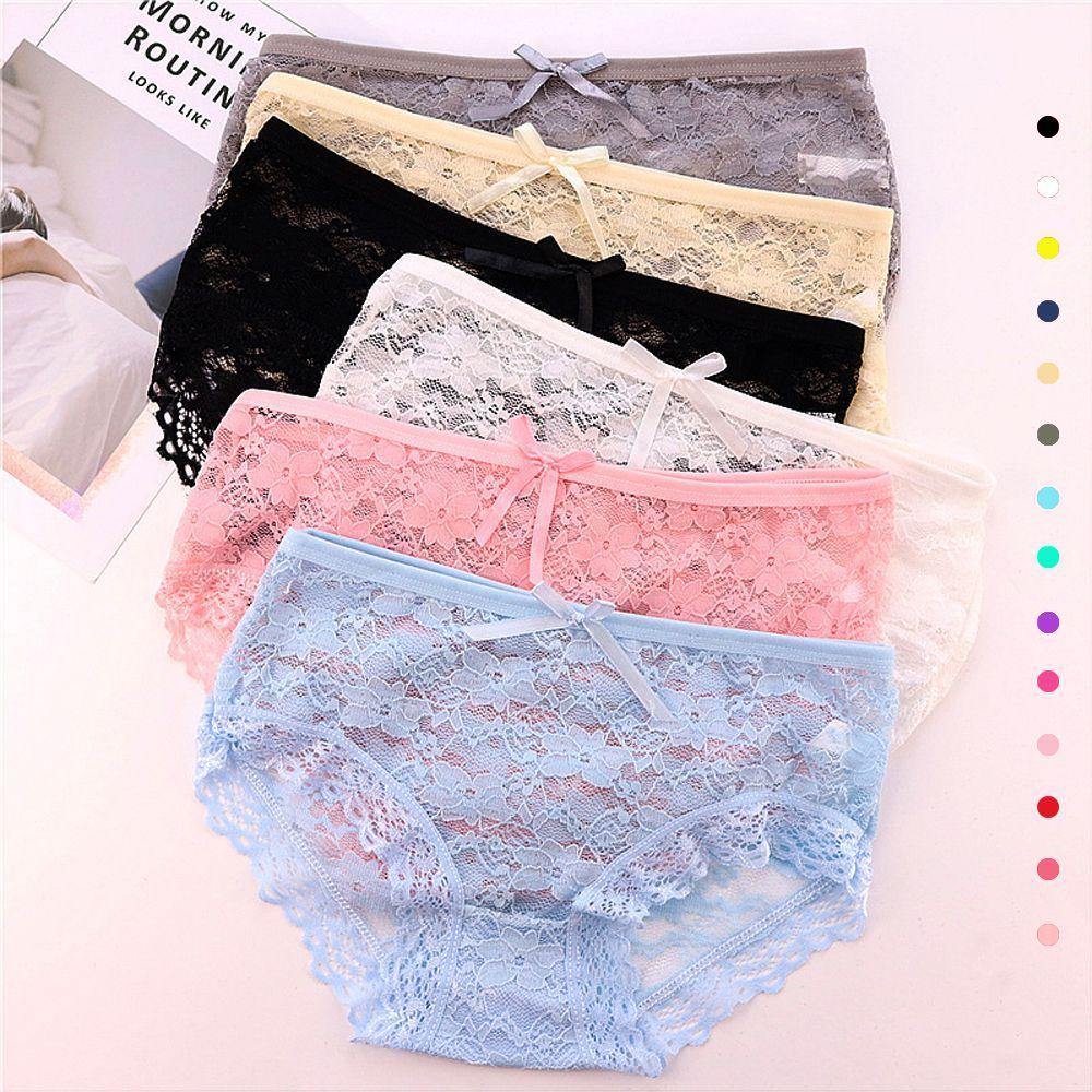 Quần Lót Cotton Trong Suốt Phối Ren Đính Nơ Gợi Cảm Cho Nữ