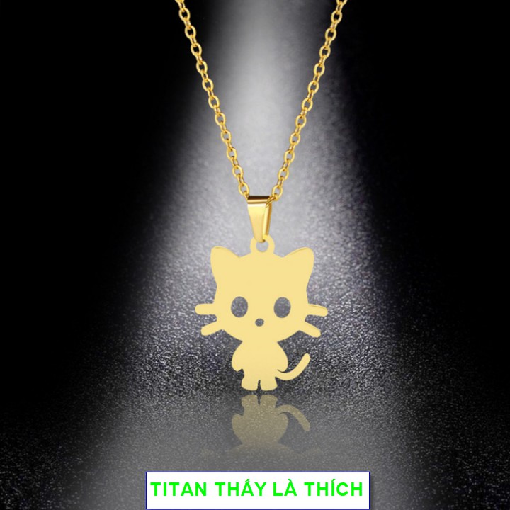 Dây chuyền mặt mèo titan nữ ngộ nghĩnh đáng yêu - Hàng titan vàng 18k sáng bóng đẹp - Cam kết 1 đổi 1 nếu đen và gỉ sét