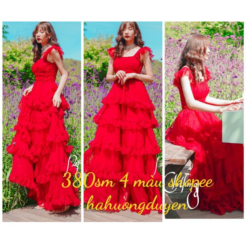 Sẵn Váy maxi  voan tơ cánh tiên nhiều tầng dáng dài/ váy Voan nhiều tầng boho ulzzang  siêu xinh | BigBuy360 - bigbuy360.vn