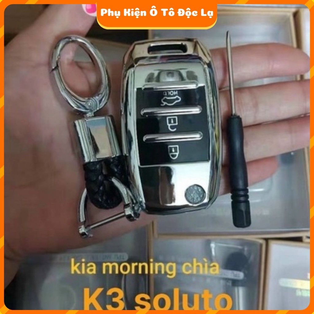 bao chìa khóa Kia Morning, Cerato, K3, Rondo, Rio, Soluto, Seltos, Sorento,(chìa gập) mạ crom cao cấp