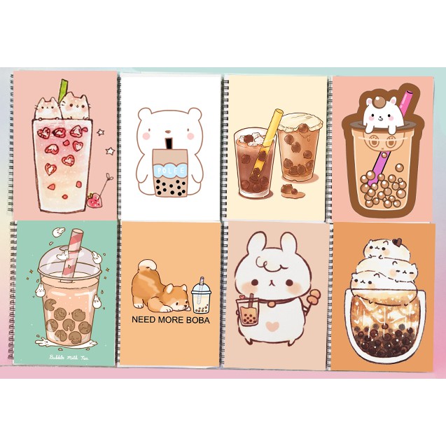 Sổ lò xo trà sữa SLX39 boba tea 100 trang 14x20cm sổ A5