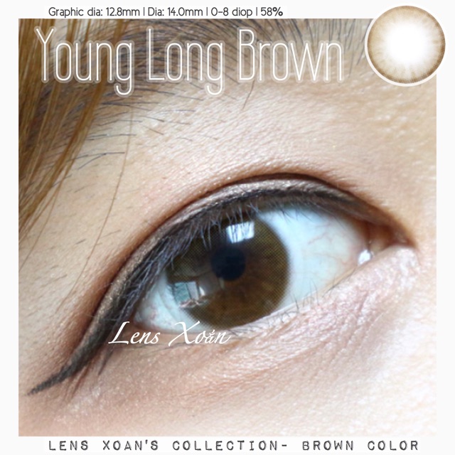 KÍNH ÁP TRÒNG YOUNG LONG BROWN - LENS ME ( LENS XOẮN): NÂU TRÀ TRONG