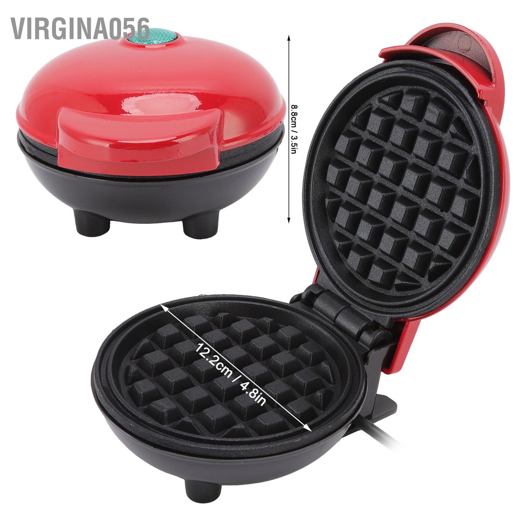 Virgina056 Máy làm bánh quế Red Home mini không dính mì ăn sáng cầm tay US Plug 100‑120V
