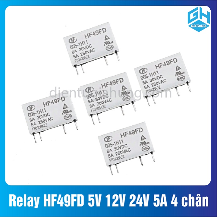 1 Con Relay HF49FD 5V 12V 24V 5A loại 4 chân
