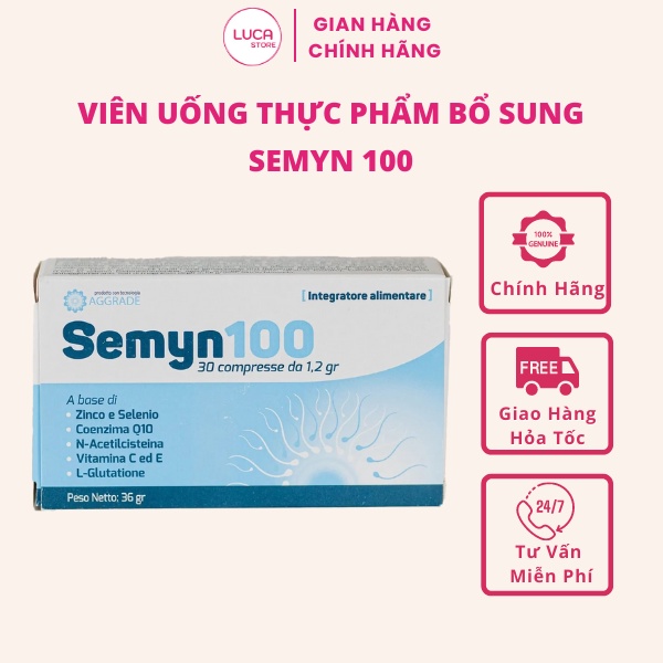 Viên uống SEMYN 100 thực phẩm bổ sung hỗ trợ cải thiện chức năng sinh sản ở nam giới - Luca Store