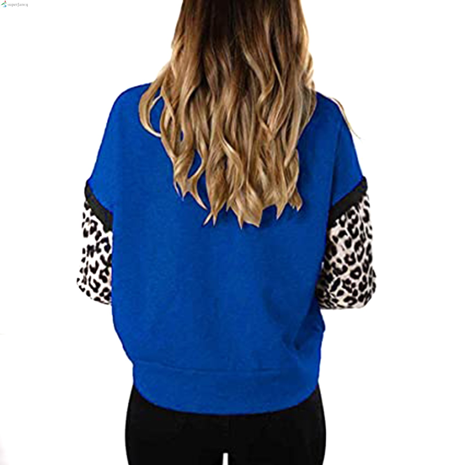 Sweatshirt for Women Long Sleeve Popular Leopard Patern Round Neck Loose Blouse