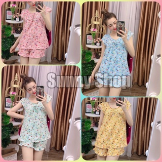Đồ bộ mặc nhà, đồ bộ đẹp chất lụa satin, set đồ họa tiết hoa, hàng đẹp như hình