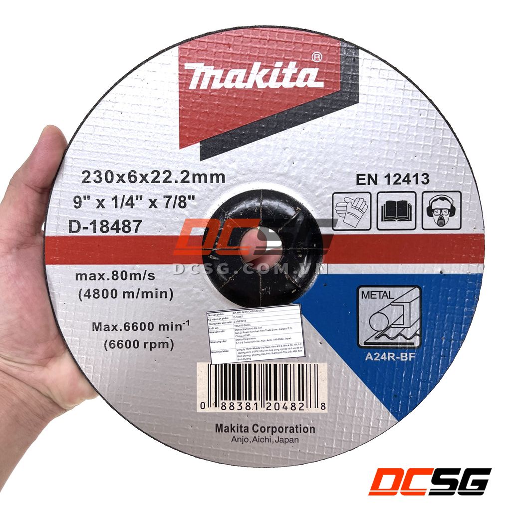 Đá mài kim loại 230x6.0x22.23mm A24R-BF Makita D-18487| DCSG