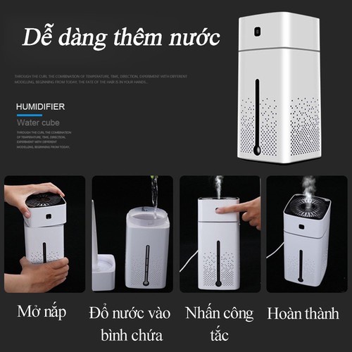 MÁY PHUN SƯƠNG KS600 PHUN SƯƠNG TẠO ẨM XÔNG TINH DẦU KIÊM ĐÈN NGỦ ĐỂ BÀN 7 MÀU DUNG TÍCH 1000ml TỐC ĐỘ PHUN 50ml h