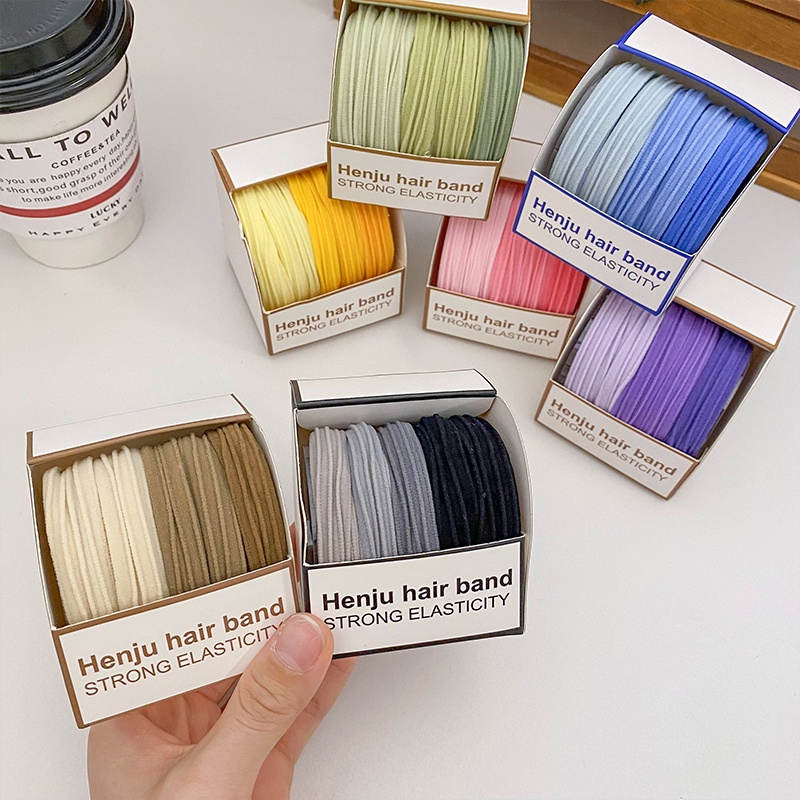 Set 5 Dây Buộc Tóc Cao Su Co Giãn Tốt Thiết Kế Đơn Giản Cho Nữ