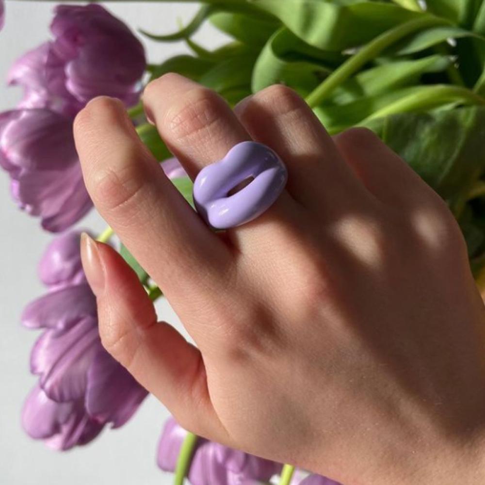 Nhẫn Acrylic Trong Suốt Hình Vuông Phong Cách Punk Cá Tính