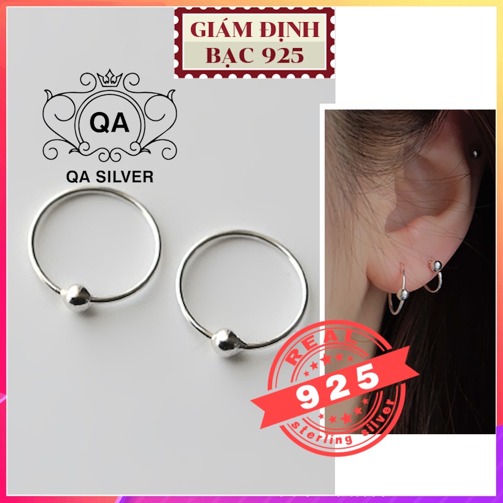 Khuyên tai bạc bi tròn vòng khoen vành đeo mũi môi bông tai nam kẹp vành S925 MINIMAL Silver Earrings QA SILVER EA190910