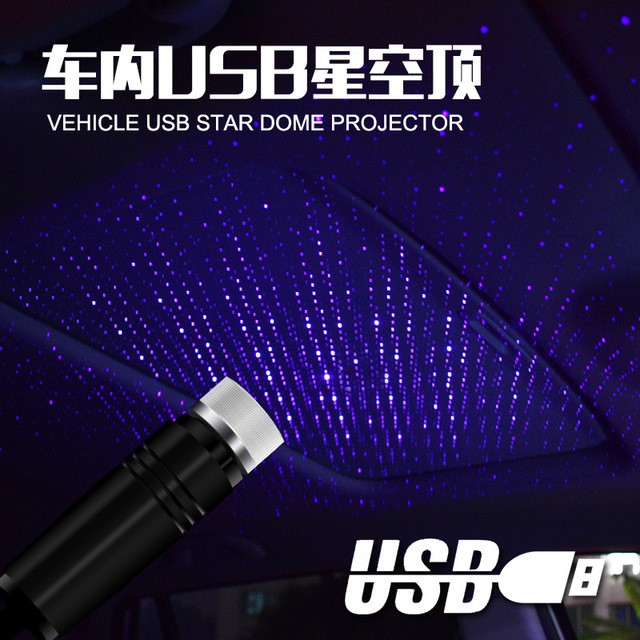 Đèn LED la-de chiếu sáng trần xe hơi hình bầu trời sao cổng sạc USB trang trí nội thất xe hơi độc đáo