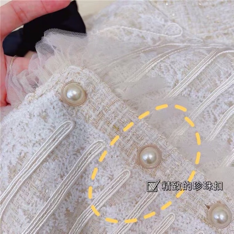 Sét dạ tweed viền ren tiểu thư cao cấp cho bé 17-23kg