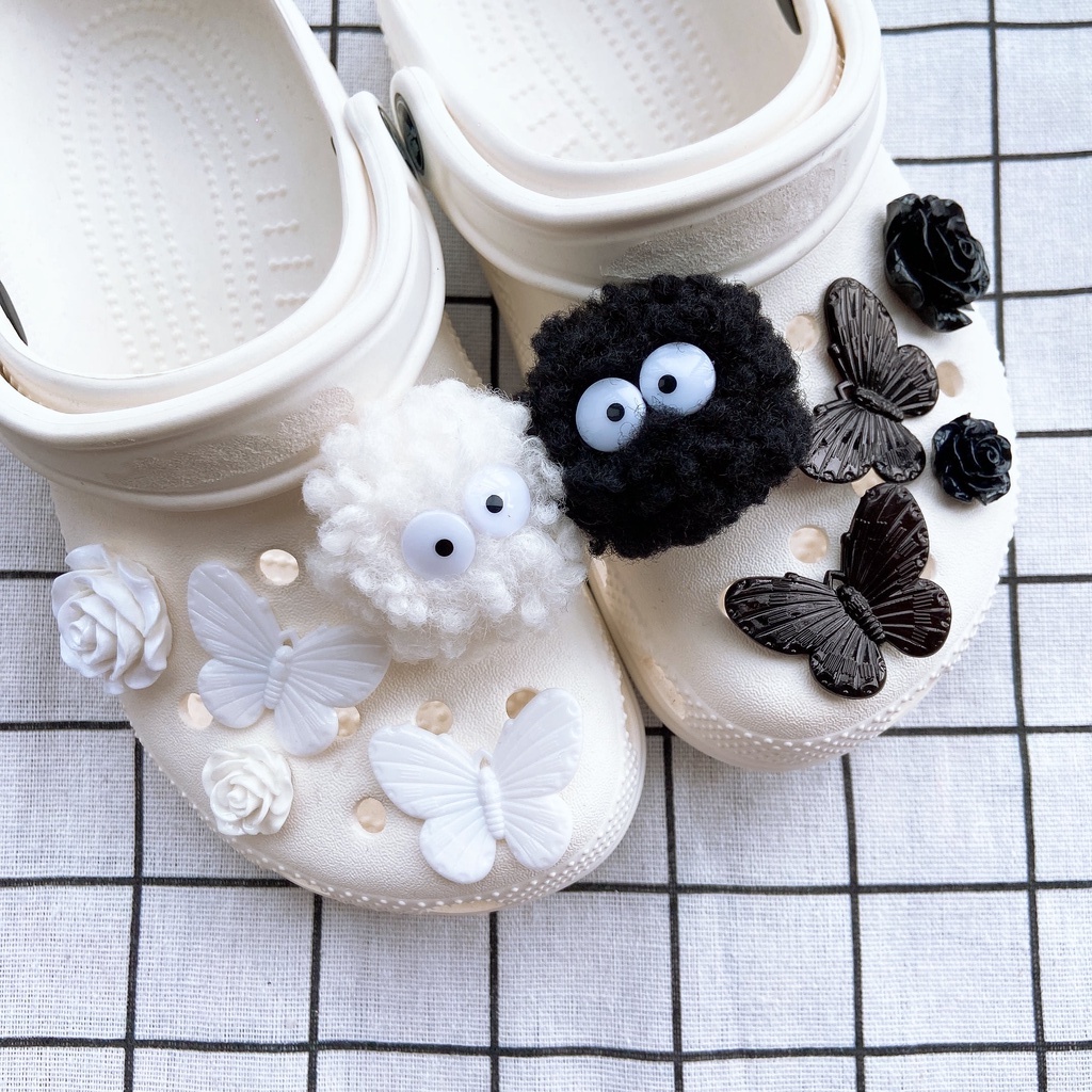 Bộ Phụ Kiện Khóa Giày baroque Màu Trắng Đen DIY jibz Crocs s Trang Trí Quyến Rũ