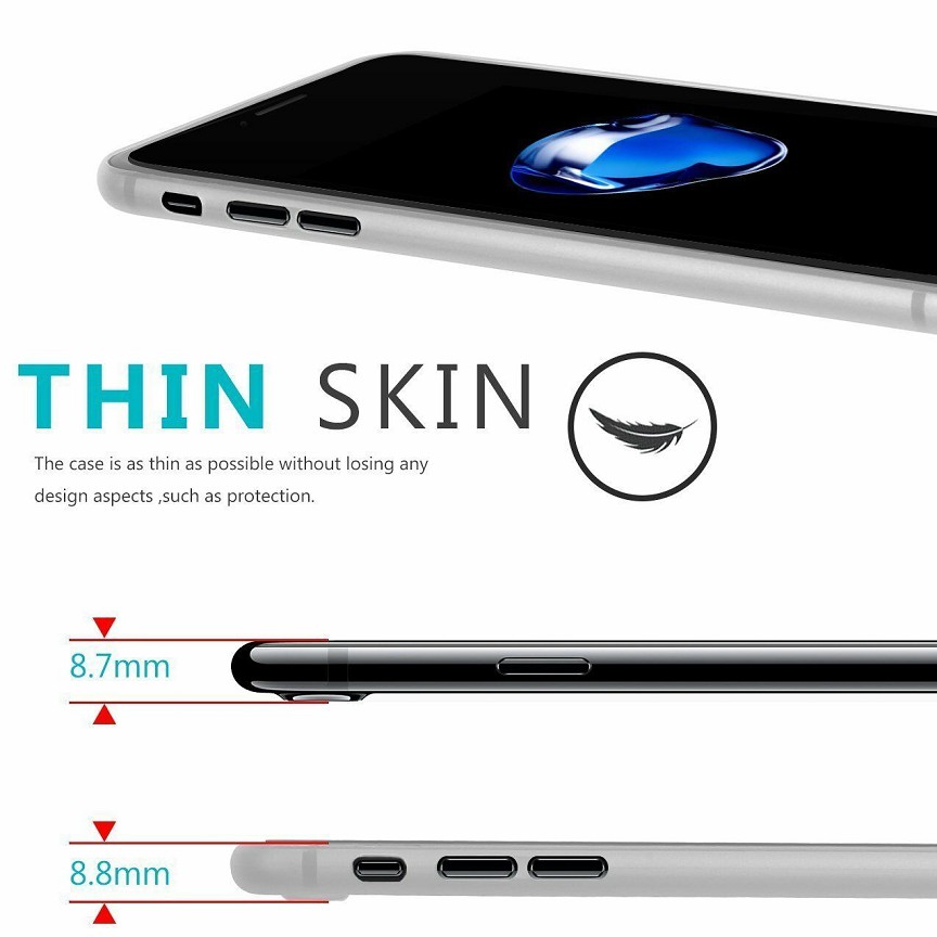 Ốp lưng silicon nhám siêu mỏng cho iPhone 7 Plus / iPhone 8 Plus chính hãng Baseus Super Slim (chống trầy)