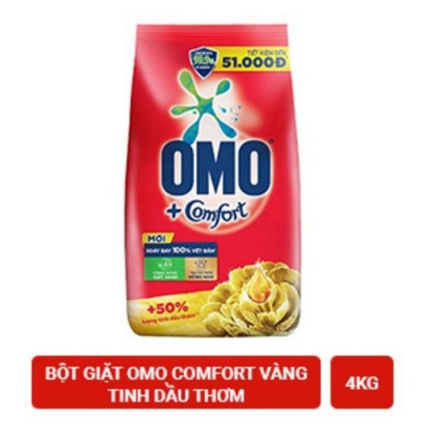 Bột giặt OMO Comfort tinh dầu thơm nồng nàn vàng túi 4kg