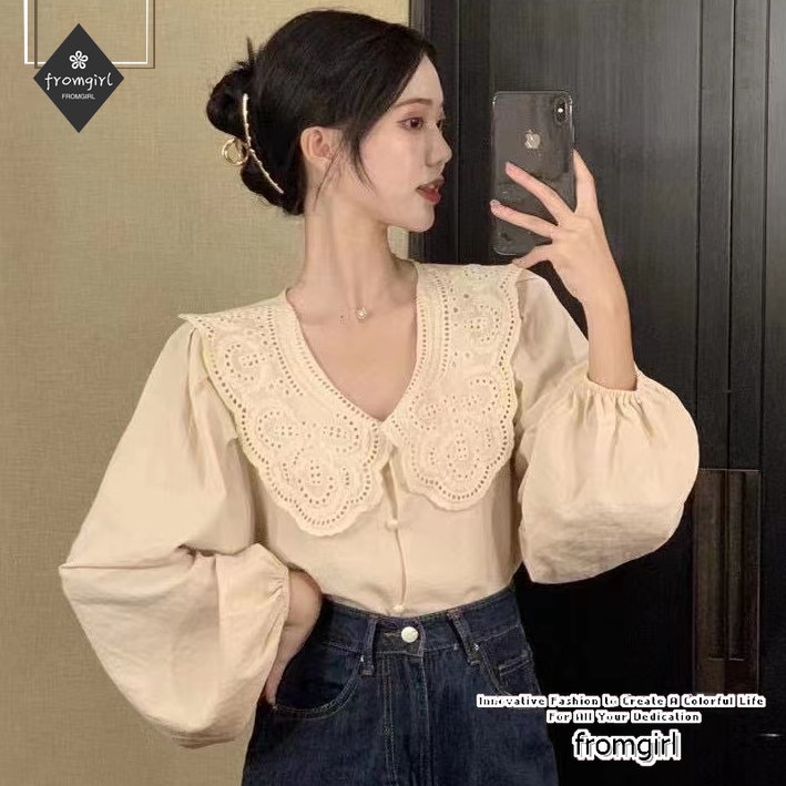 Áo Sơ Mi Dài Tay Cổ Búp Bê Thời Trang Mùa Thu Thanh Lịch