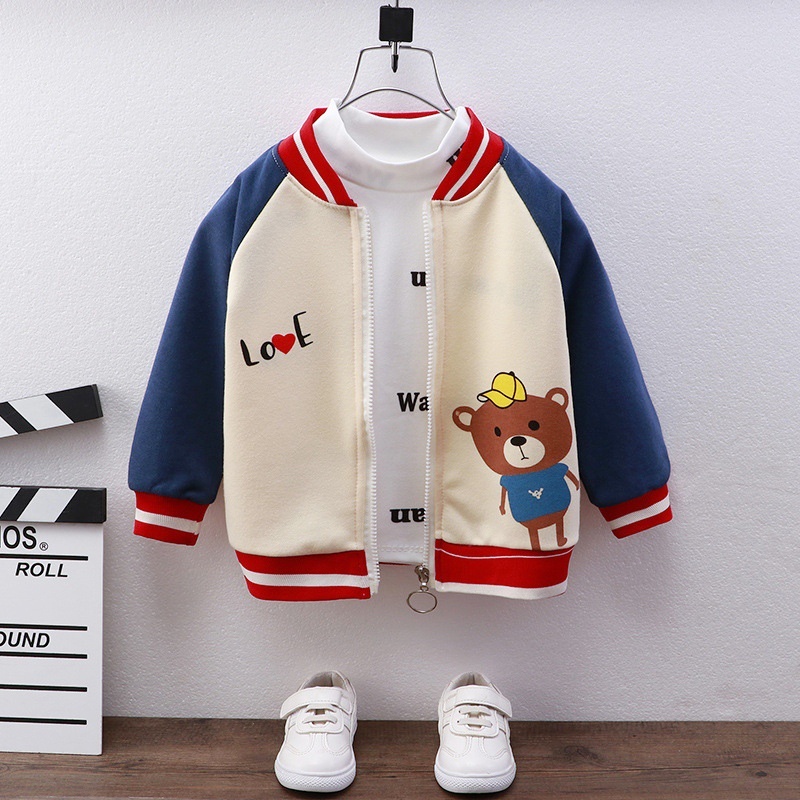 Áo khoác chống nắng cho bé trai, bé gái hình chú gấu CTF049 - Màu: Trắng