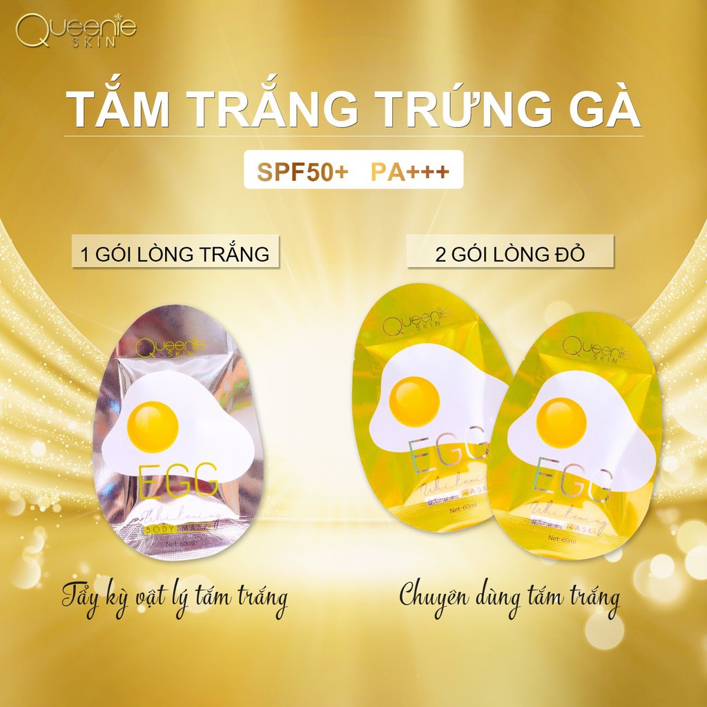 Tắm Trắng Trứng Gà QUEENIE SKIN (hộp 3 gói) - HÀNG CHÍNH HÃNG