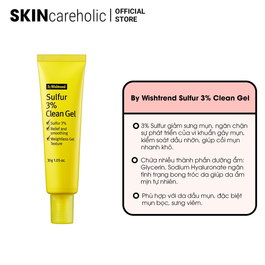 Gel Giảm Mụn Sưng By Wishtrend Sulfur 3% Clean Gel