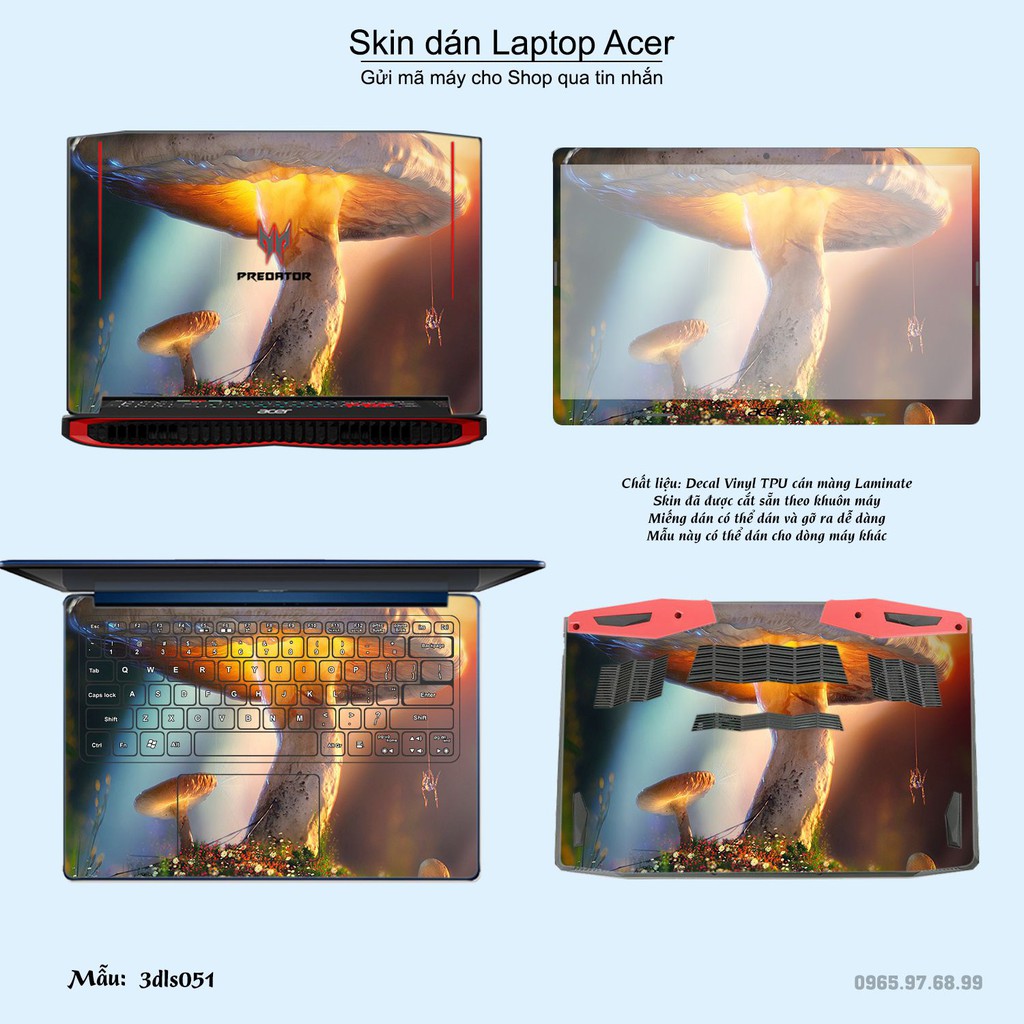 Skin dán Laptop Acer in hình 3Ds (inbox mã máy cho Shop)