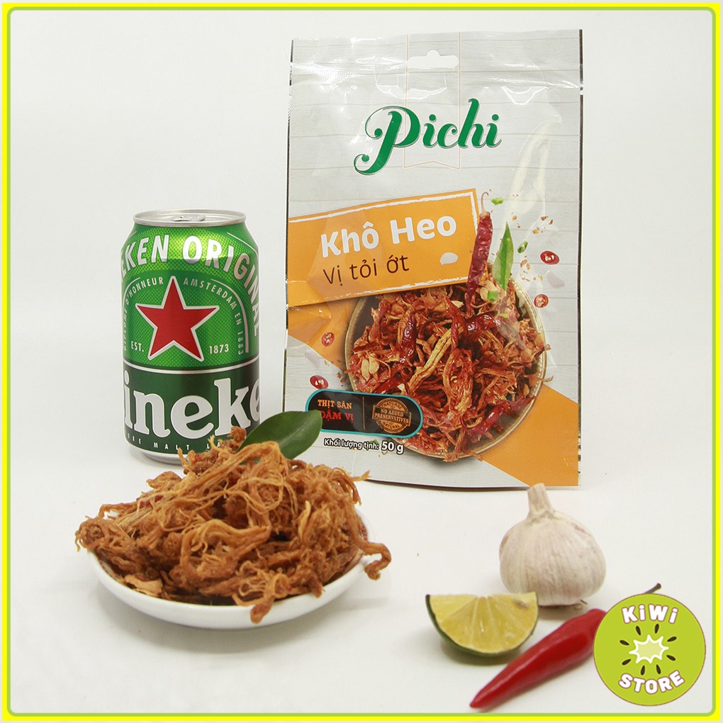 Khô lợn cháy tỏi Pichi thịt heo sấy loại ngon đậm vị 50g 100g ăn vặt Kiwi Store | BigBuy360 - bigbuy360.vn