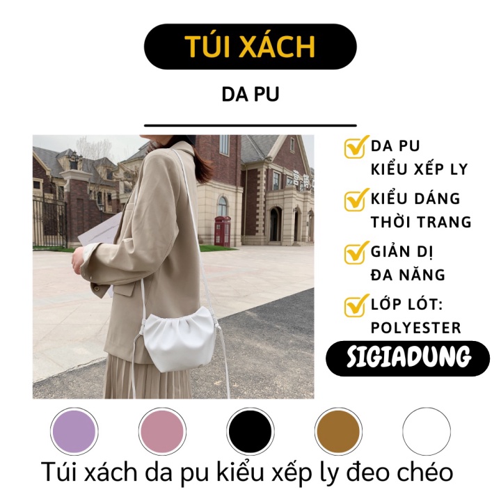 [SGD] Túi Xách Nữ - Túi Xách Đeo Vai Nữ Đi Chơi Da Pu Xếp Ly Thời Trang Hàn Quốc 9624