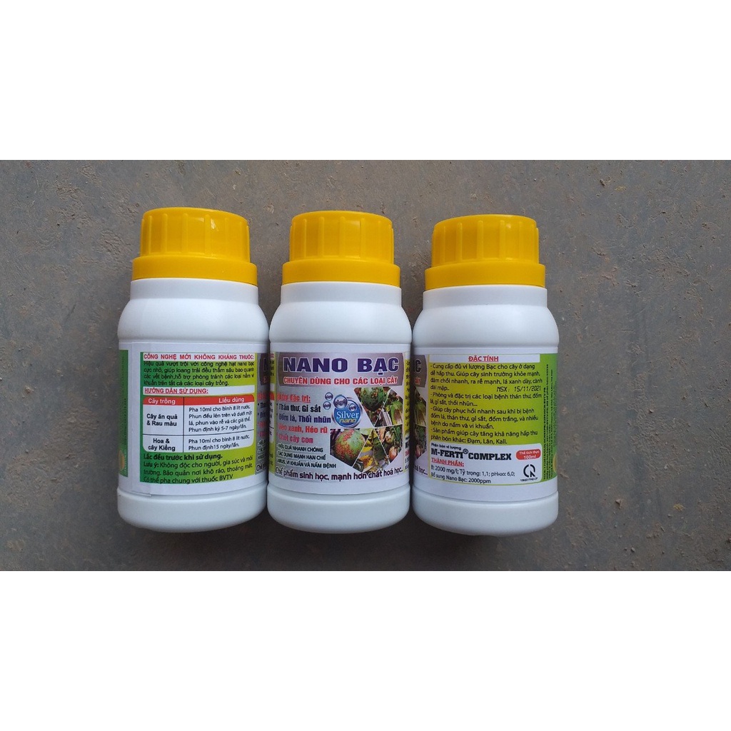 NANO Bạc Chuyên Dùng Cho Các Loại Cây, Đặc Trị: Thán Thư, Đốm Lá, Gỉ Sắt, Thối Nhũn, Thể Tích: 100ml - Xanh Cây, Sạch Bệ