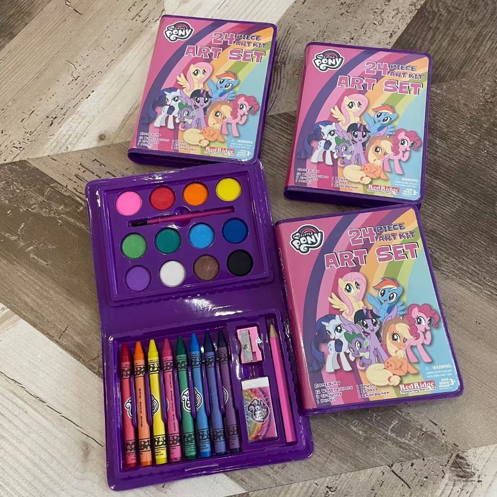 BỘ SÁP MÀU VÀ MÀU NƯỚC NGỰA LITTLE PONY CAO CẤP 24 MÓN CHO BÉ HỌC VẼ