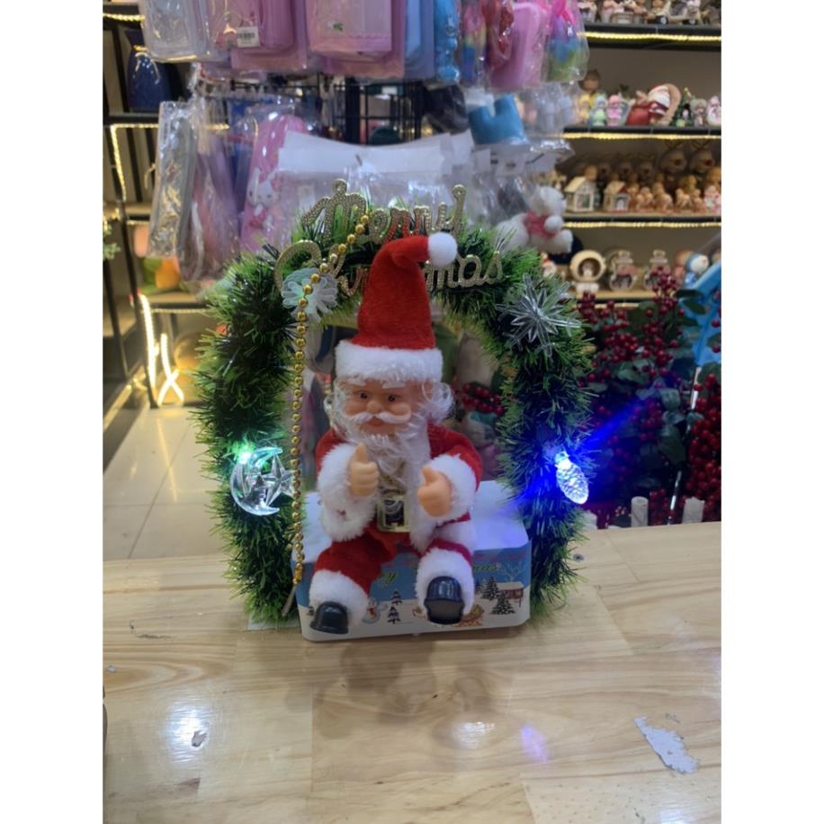 Đồ chơi ông già noel ngồi vòng nguyệt quế- Quà tặng giáng sinh cho bé yêu