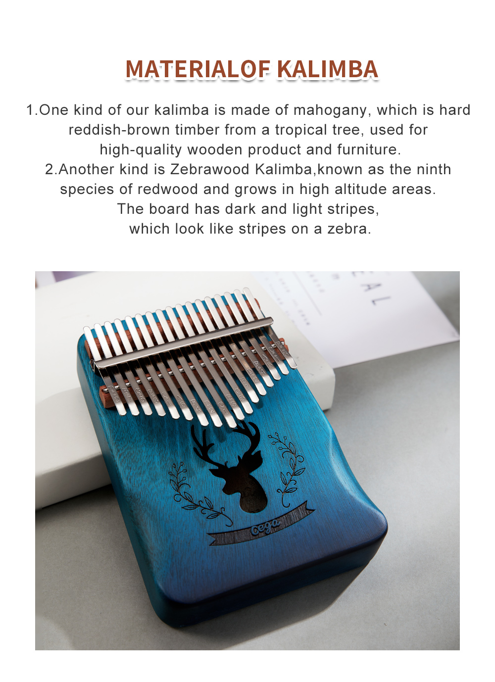 Đàn Kalimba 17 phím bằng gỗ hỗ trợ tập luyện chơi nhạc tiện dụng