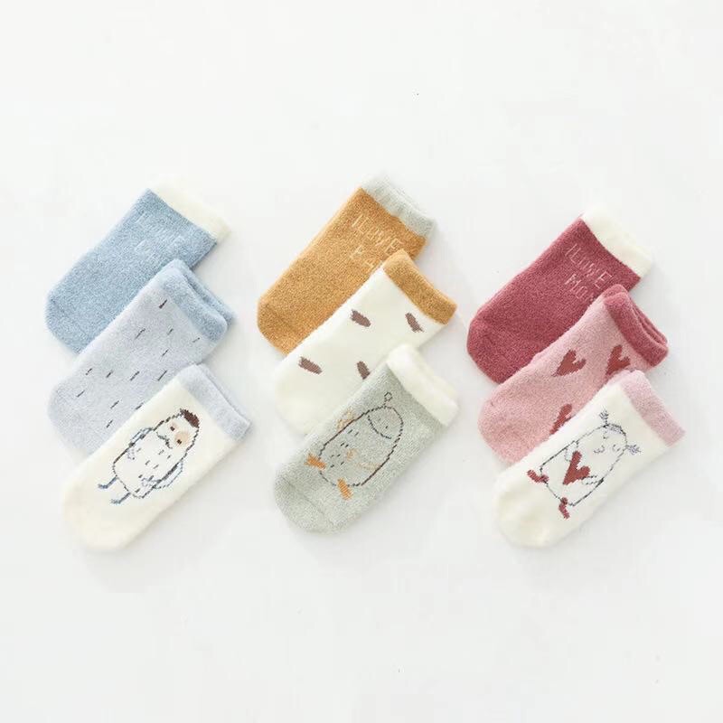 Tất xù siêu ấm bé trai bé gái set 3 đôi [ babyboo]