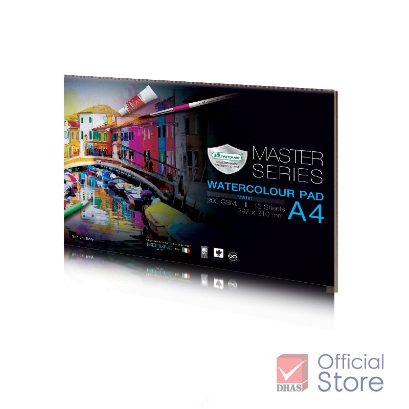 Tập 15 tờ giấy A4 200gsm vẽ tranh màu nước acrylic, vẽ phác thảo Master Art cao cấp