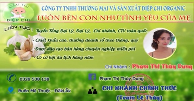 Dầu tỏi Diệp Chi + tặng set 10 khăn sữa cho bé