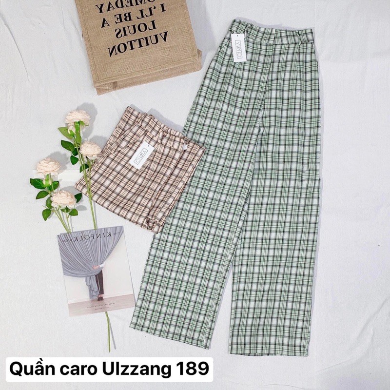 Quần Kẻ Caro Dáng Rộng Lưng Cao ULZZANG | Phong Cách Hàn Quốc | Kèm Ảnh Thật