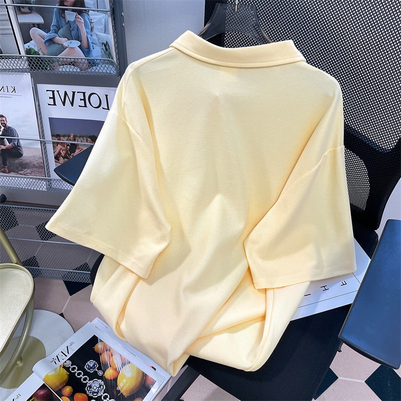 Set Đồ Thể Thao 100% Cotton Gồm Áo Thun POLO Tay Ngắn Cổ Bẻ In Hình Hoa Tulip + Quần Short Cho Nữ