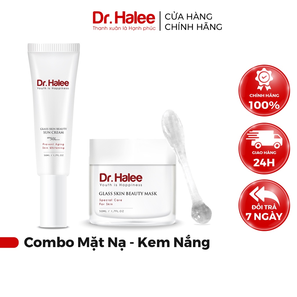 Combo Mặt Nạ Ngủ Dr Halee Mask Peel - Kem Chống Nắng SPF50+ / PA++++