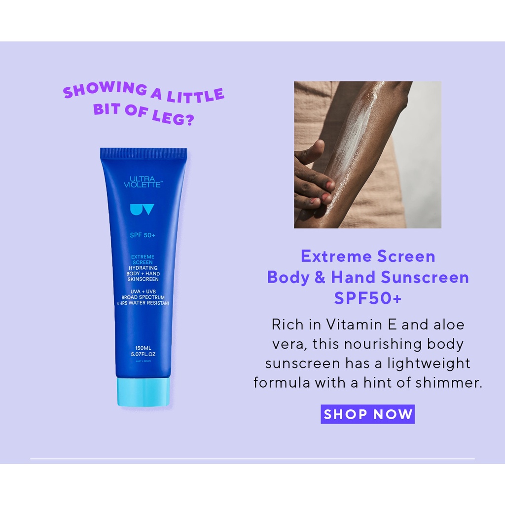 Kem chống nắng Ultra Violette Extreme Screen SPF 50+ Hydrating Body &amp; Hand SKINSCREEN