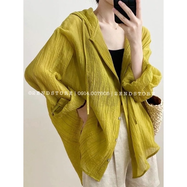 2END Áo khoác sơ mi có mũ phong cách Hàn