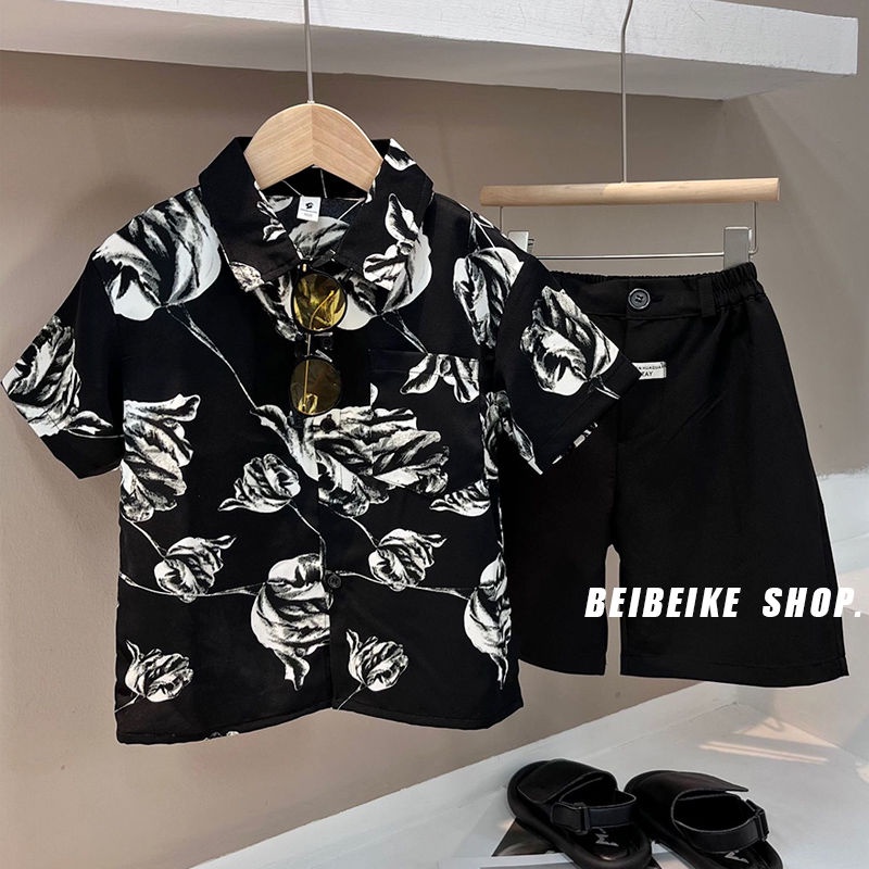 Áo Sơ Mi Tay Ngắn Dáng Rộng In Họa Tiết Hoa Phong Cách Retro Dành Cho Bé Trai