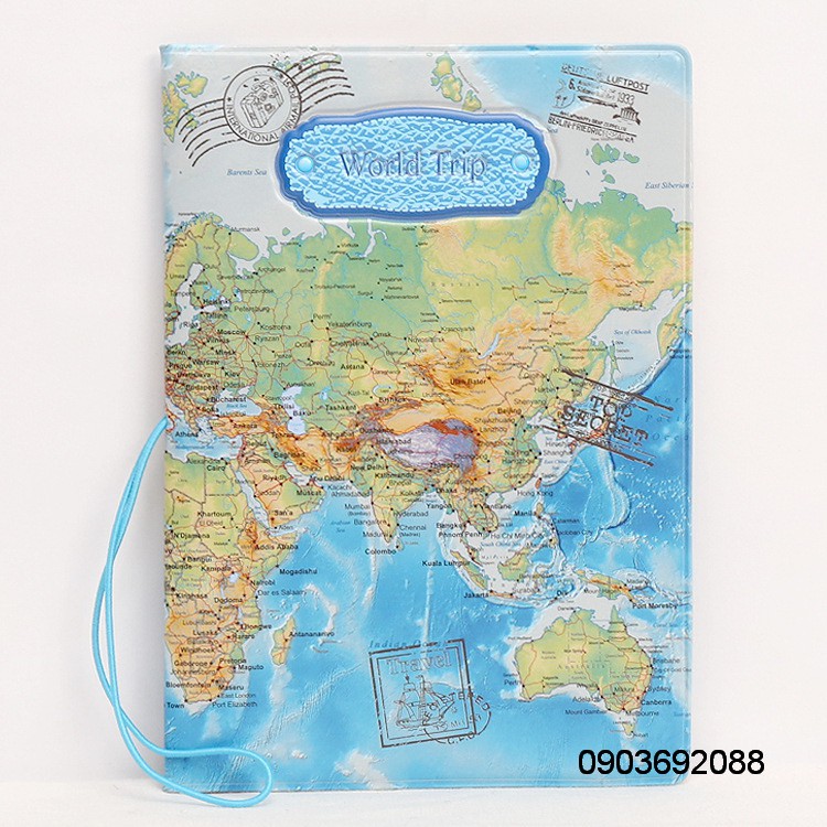 [HCM] Bao bọc hộ chiếu/ Passport da PU World Trip dập 3D