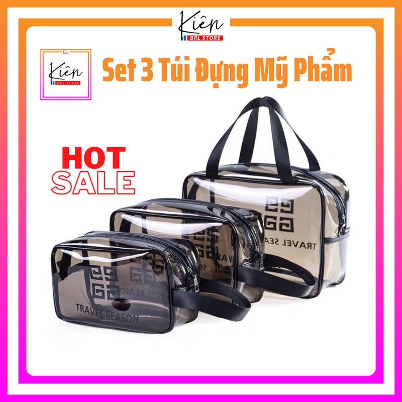 Set 3 Túi Nhựa Trong Suốt Travel Đựng Đồ Đa Năng ,Đựng Mỹ Phẩm,Đồ Dùng Cá Nhân 💥 Mang Theo Tiện Lợi