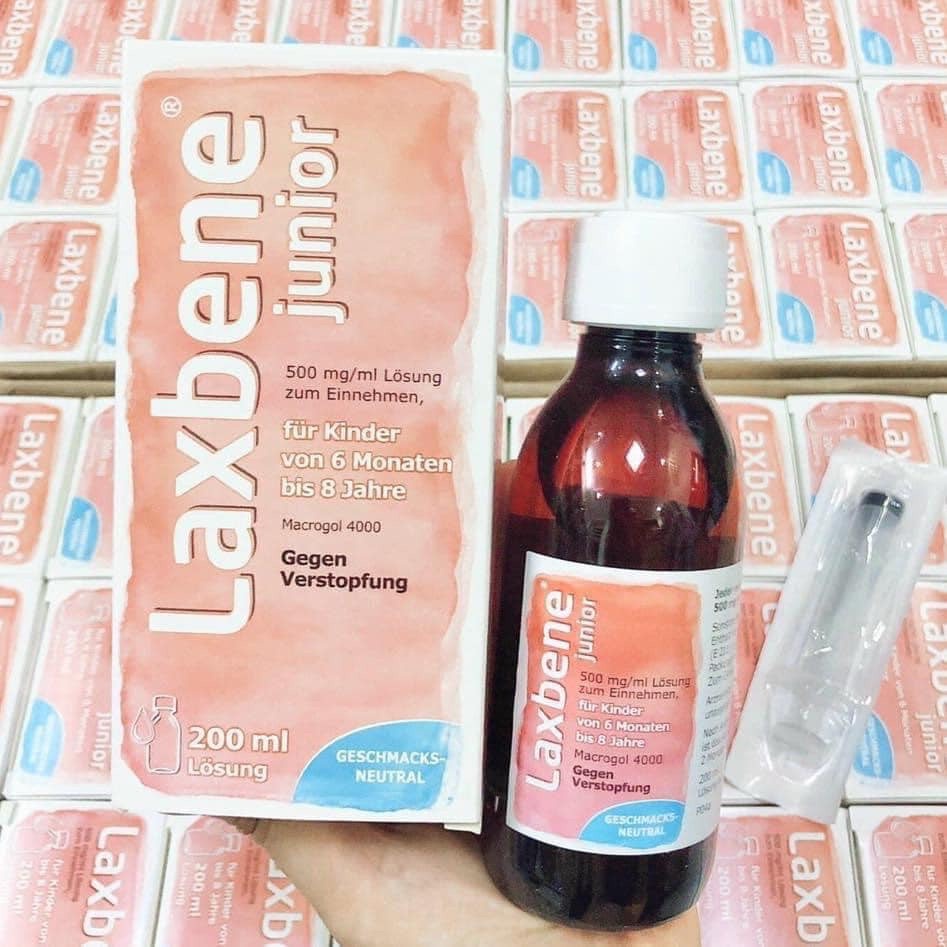 Siro táo bón ⚡ CAM KẾT CHUẨN AUTH ⚡ Siro giảm táo bón Laxbene junior 500 mg/ml cho trẻ (6m-8y), nội địa Đức 200ml