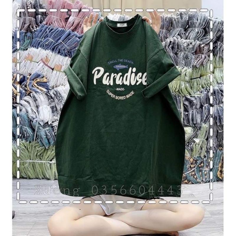 Áo Phông Tay Lỡ Thun 3158 Cotton Khô Form Rộng Unisex Nam Nữ In Hình Paradise