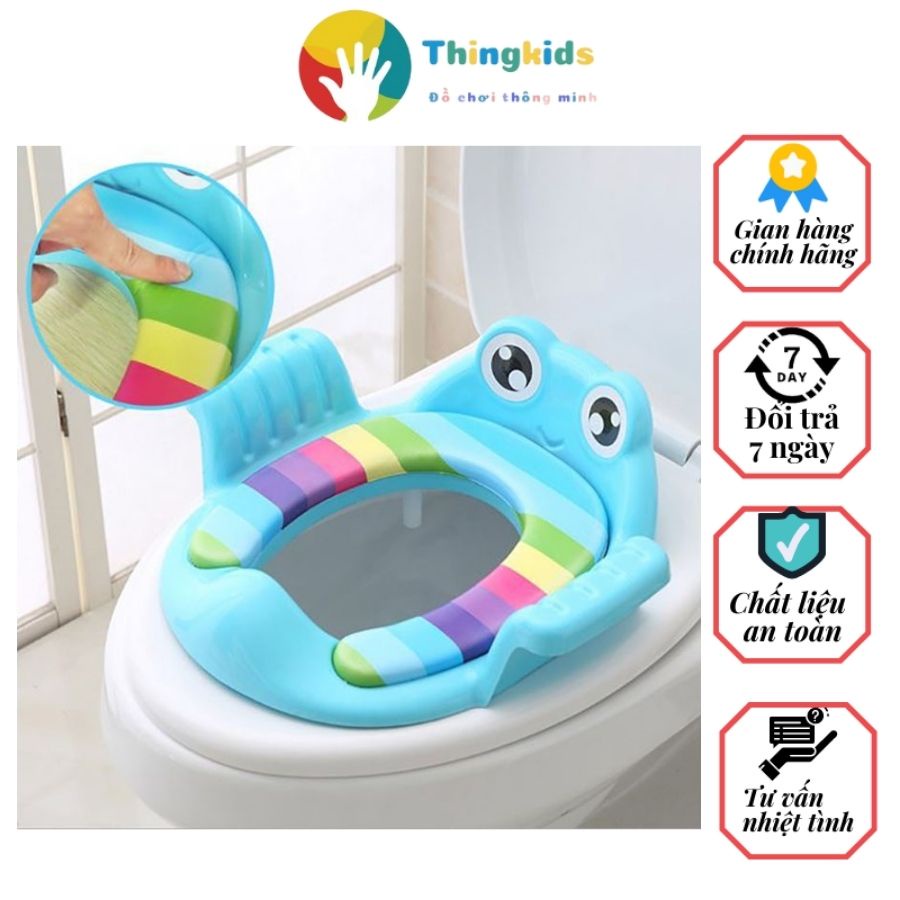 Lót bồn cầu Ếch tay vịn cho bé tự đi vệ sinh sạch sẽ - Thingkids